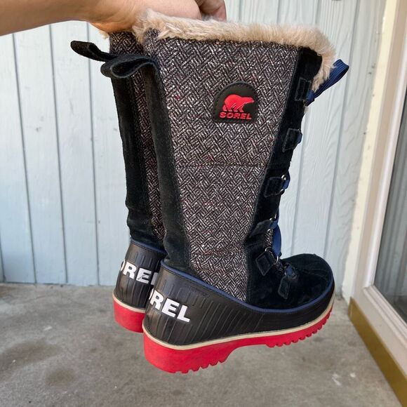 Sorel Tivoli High Herringbone Waterproof Fur Gray Boots Women's - SZ 8 - Picture 12 of 14
